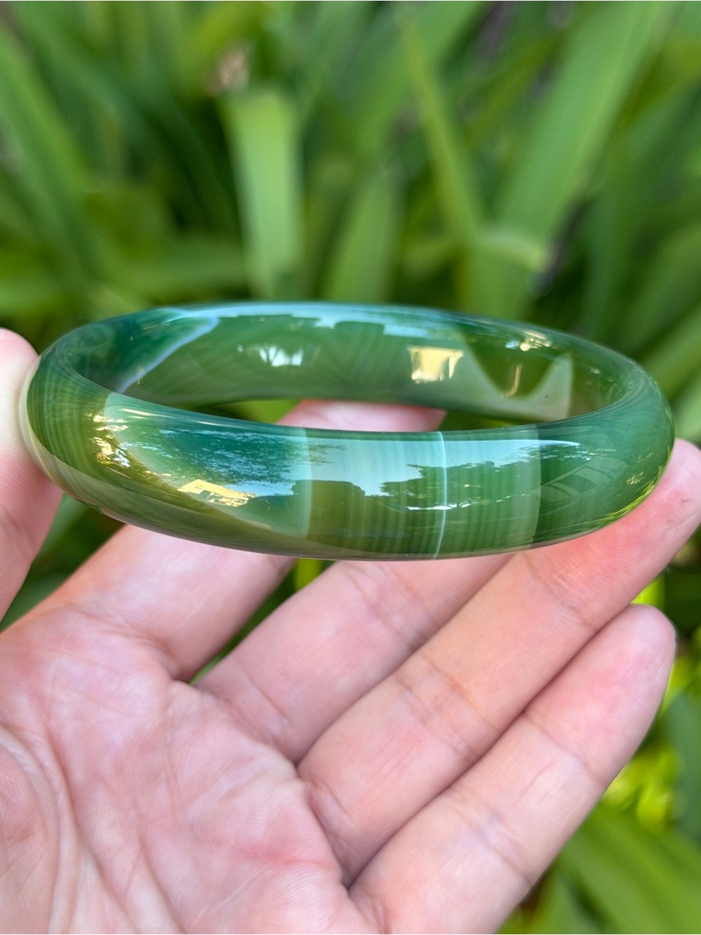 66.5mm Inner‎ Diameter Green Banded Agate Bangle 1883